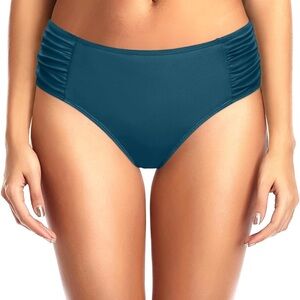 Tempt Me Women Bikini Bottoms Mid Waist‎ Bathing Suit Swimsuit Ruched M